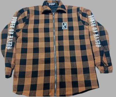 “Mocha” plaid flannel zipper jacket