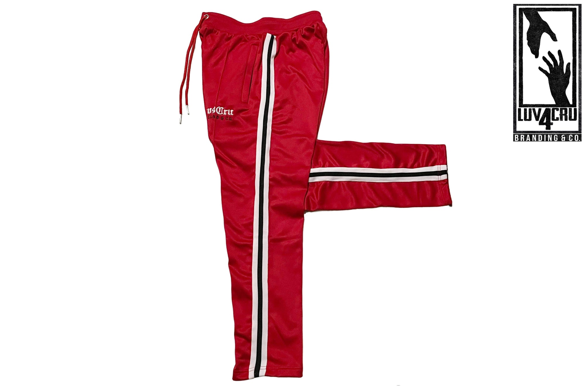 Luv4Cru 2.0 Solid Red Old English Logo Lifestyle Tracksuit Pants